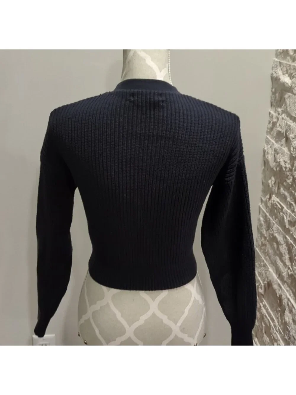 Urban outfitters Kai navy knit cropped button up cardigan